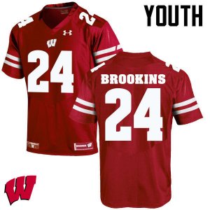 Youth Wisconsin Badgers NCAA #24 Keelon Brookins Red Authentic Under Armour Stitched College Football Jersey HC31B33ZM